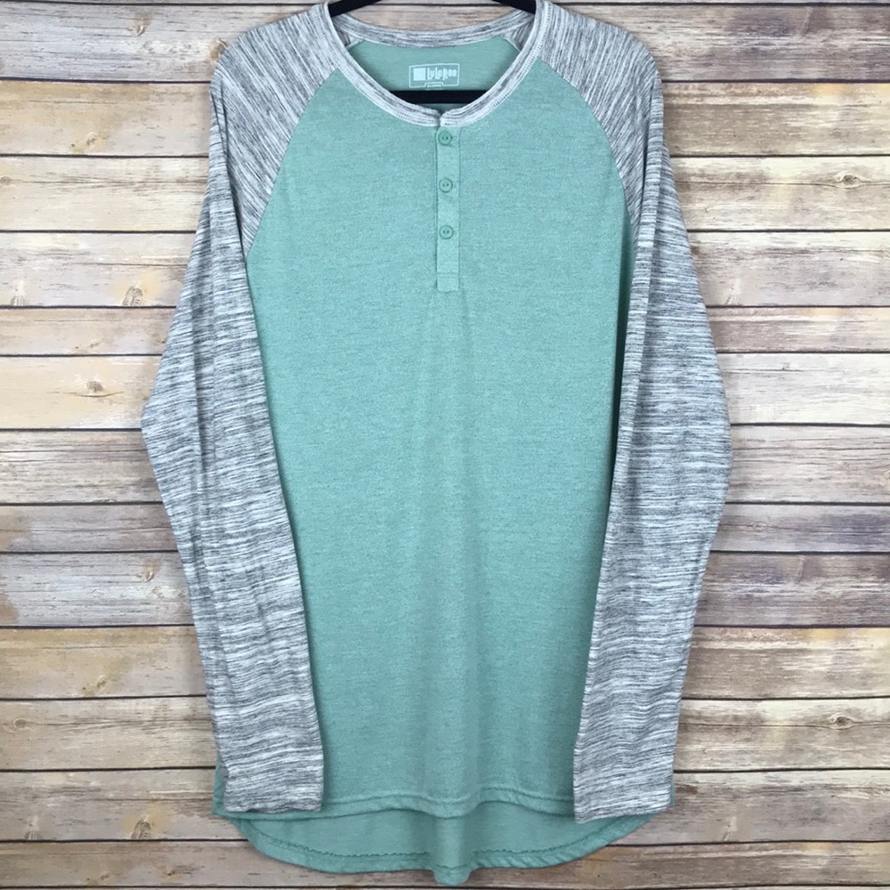 LulaRoe Mens XL Mark Long Henley Mint Heathered